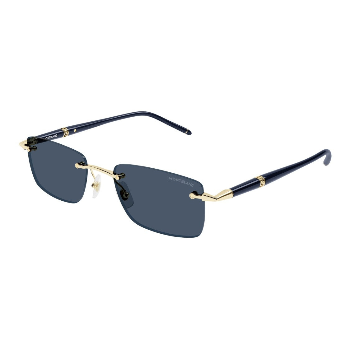 Montblanc Rimless Rectangular Sunglasses With Gold Accents