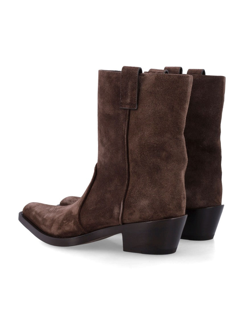 Khaite Clive Texano Pointed-Toe Leather Boots