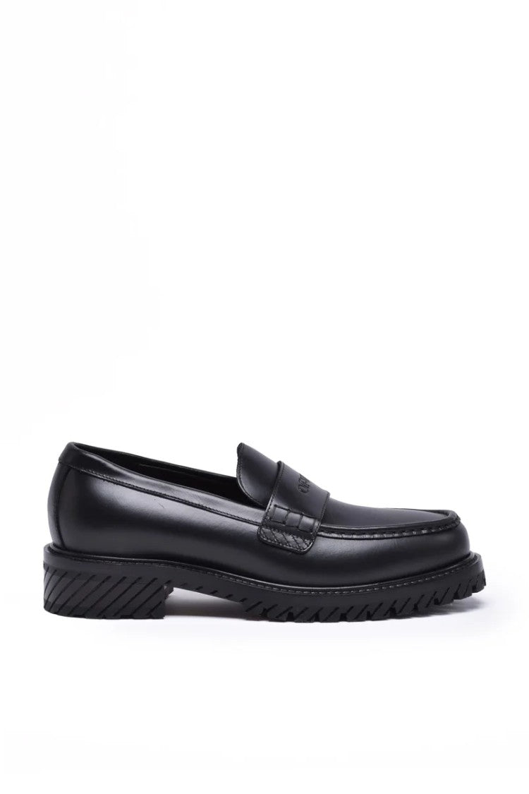 Off-White Black Penny Strap Leather Loafers