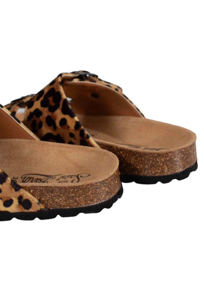 Mc2 Saint Barth Cork Sandals With Adjustable Leopard Print Straps