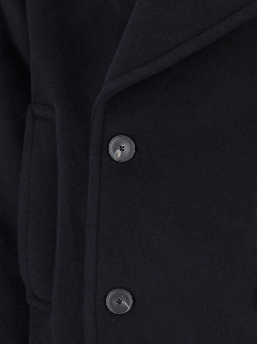 Sunflower Multicolor Double-Breasted Shawl-Lapel Wool-Blend Coat