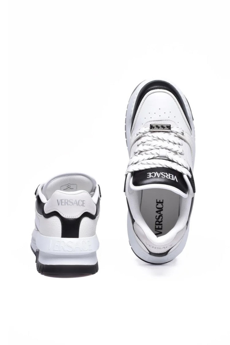 Versace Collection Leather Sneakers With Laces - White/Black