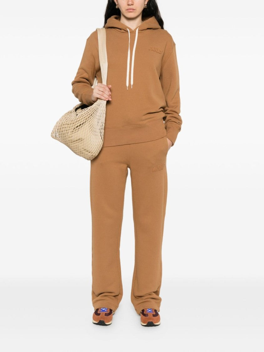 Autry Beige Cotton Hoodie With Contrasting Drawstrings