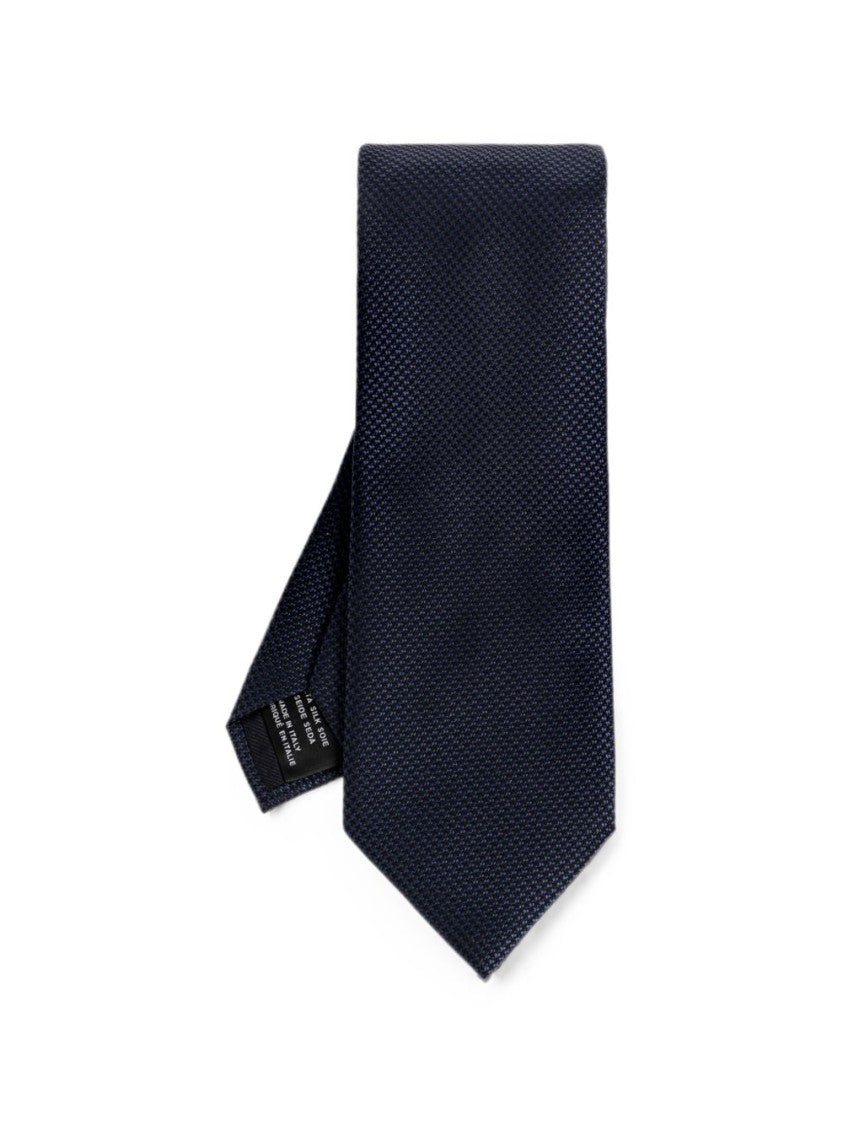 Tom Ford Textured Navy Silk Tie With Classic Pointed Tip