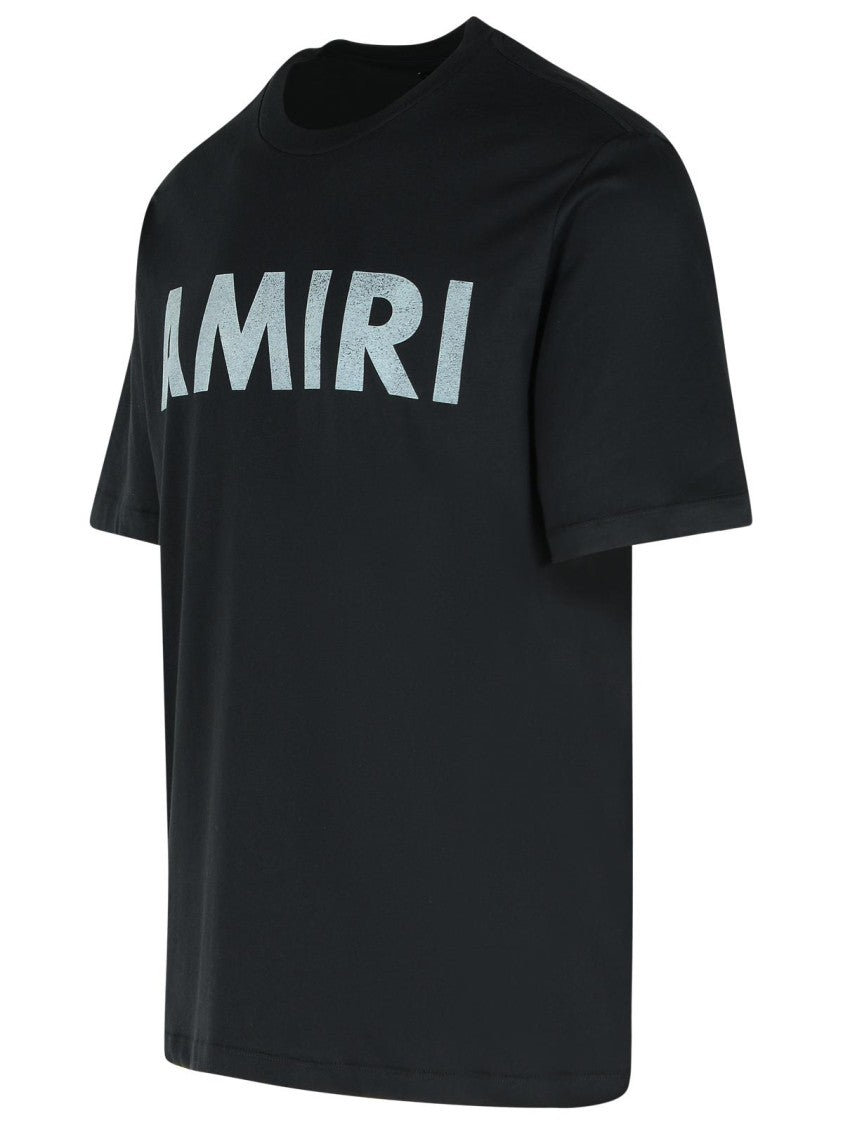 Amiri Black Cotton T-Shirt With Bold Logo Statement