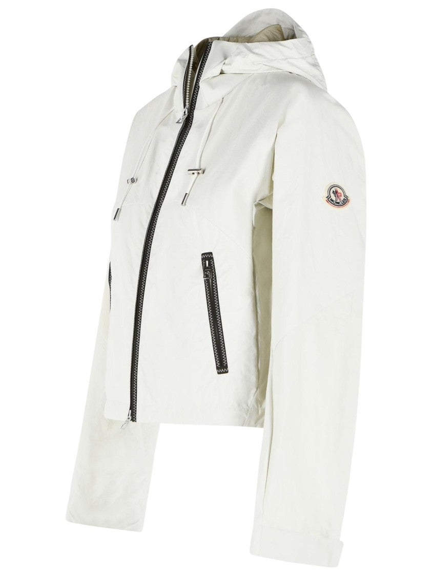 Moncler 'Lasanca' Hooded Jacket In Ivory White Polyamide