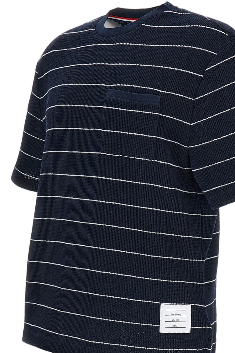 Thom Browne Structured Stripe Waffle Short Sleeve Tee
