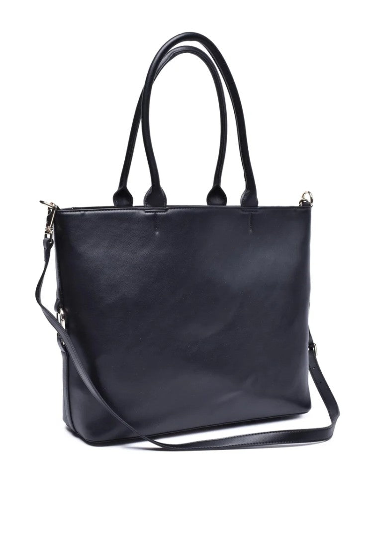 Twin-Set Structured Black Tote Bag With Dual Carry Options