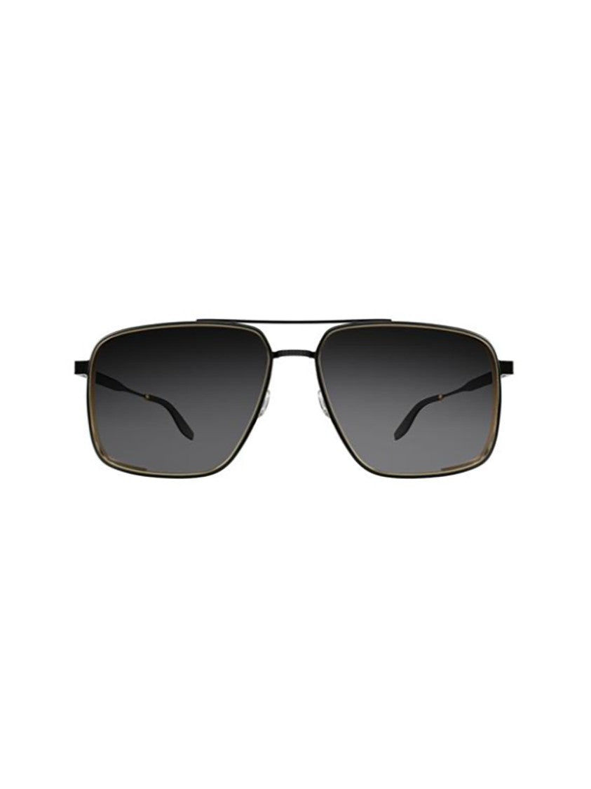 Barton Perreira Rectangular Black Frame Sunglasses With Gold Accents
