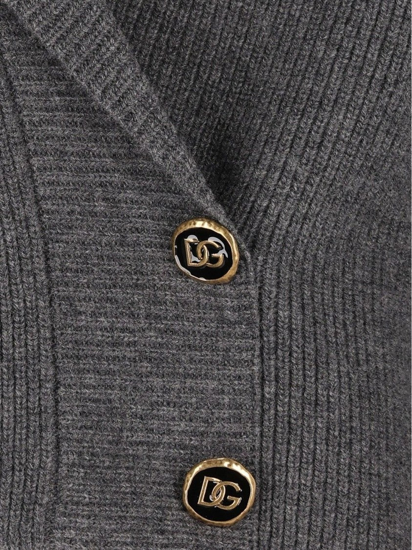 Dolce & Gabbana Cropped Shawl Collar Merino Wool Cardigan