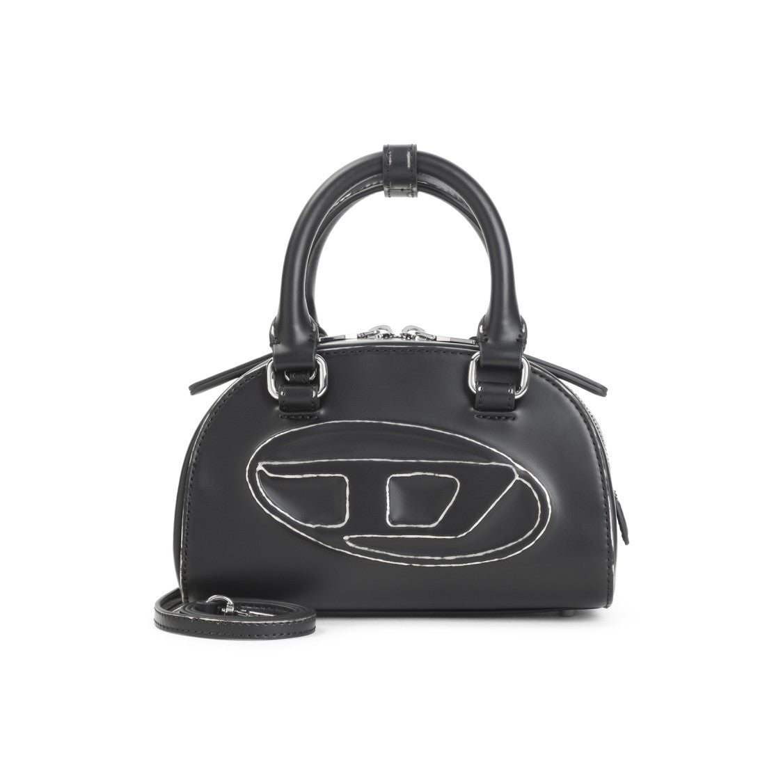 Diesel Black 1Dr Dome Crossbody Bag