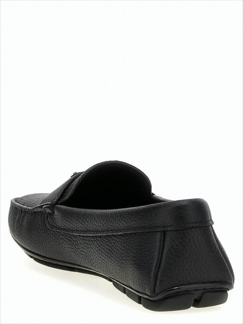 Prada Textured Black Leather Loafers