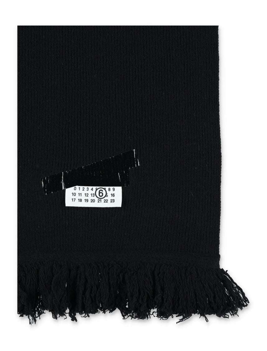 Mm6 By Maison Margiela Rectangular Wool Scarf With Iconic Numeric Label