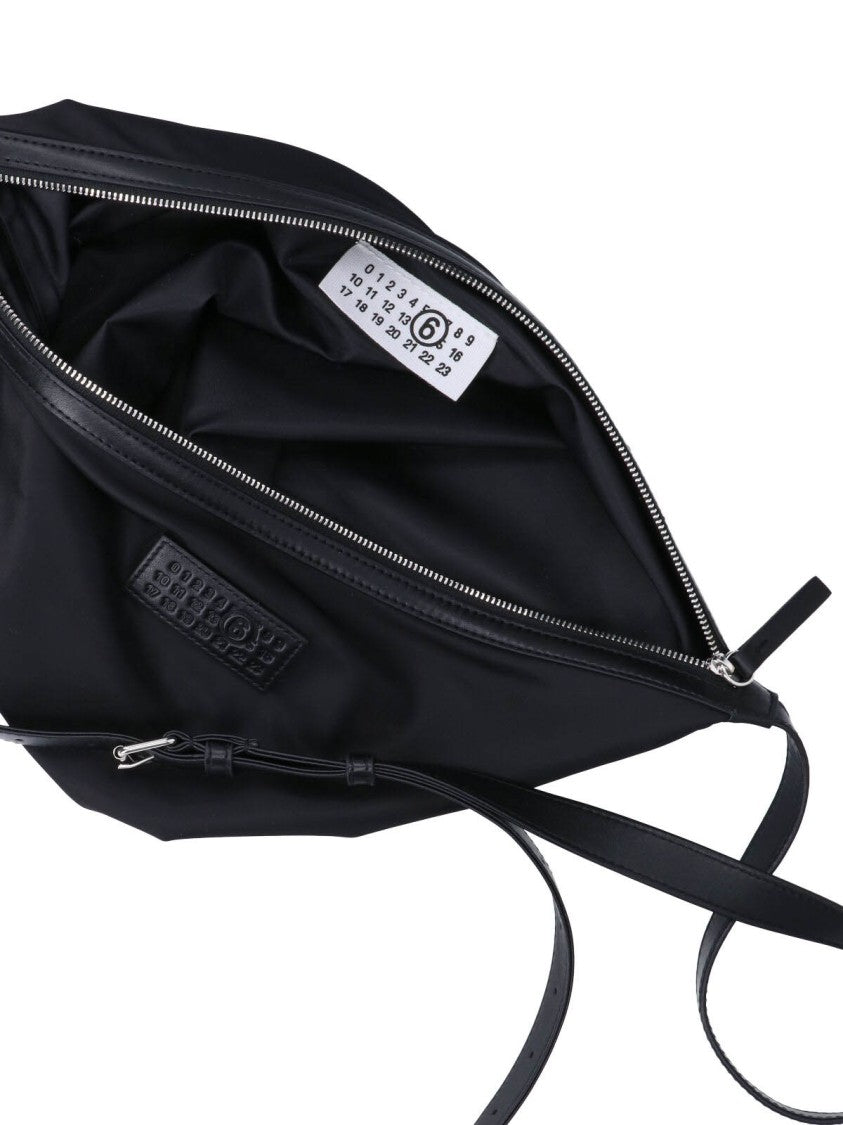 Mm6 By Maison Margiela Black Matte Finish Embossed Crossbody Bag