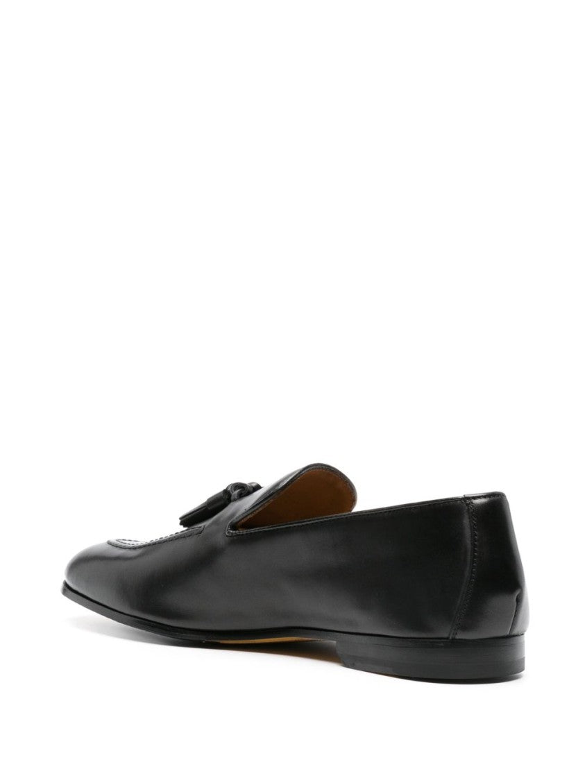 Doucal's Brown Leather Tassel Loafers With Decorative Detail