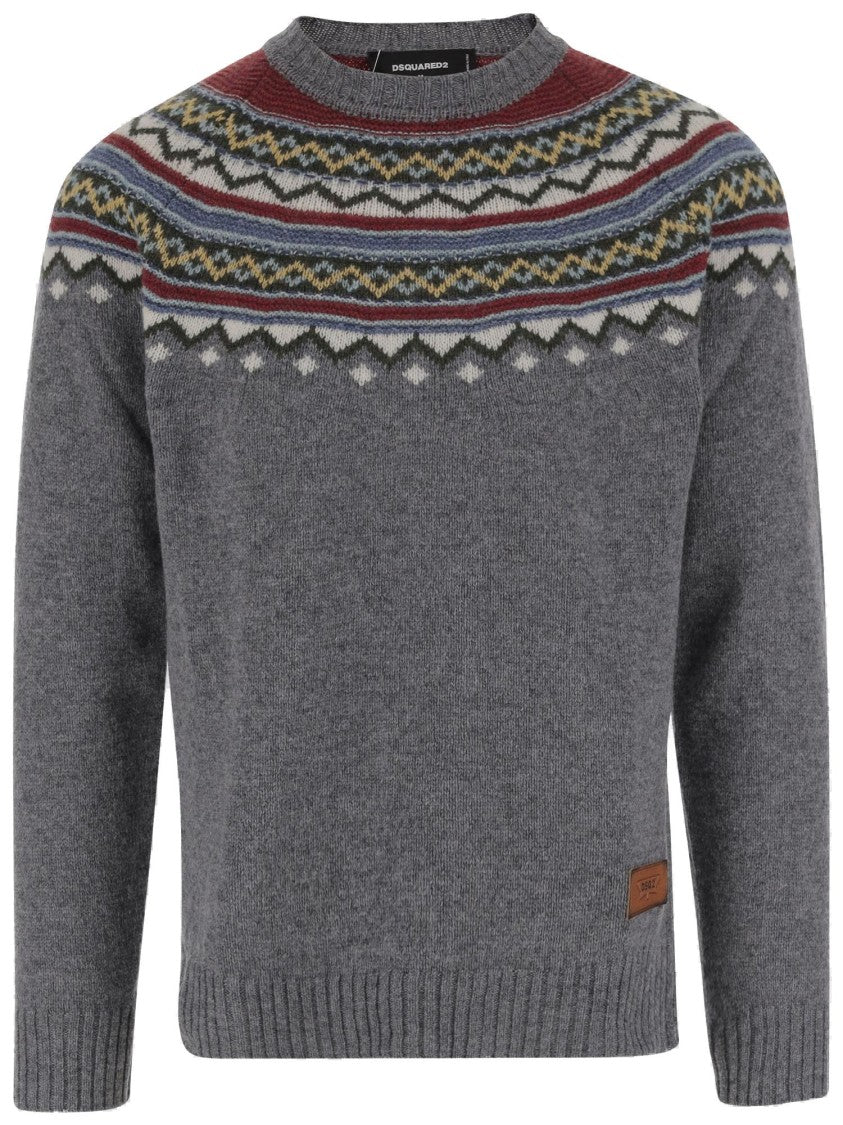 Dsquared2 Wool Sweater With Geometric Pattern