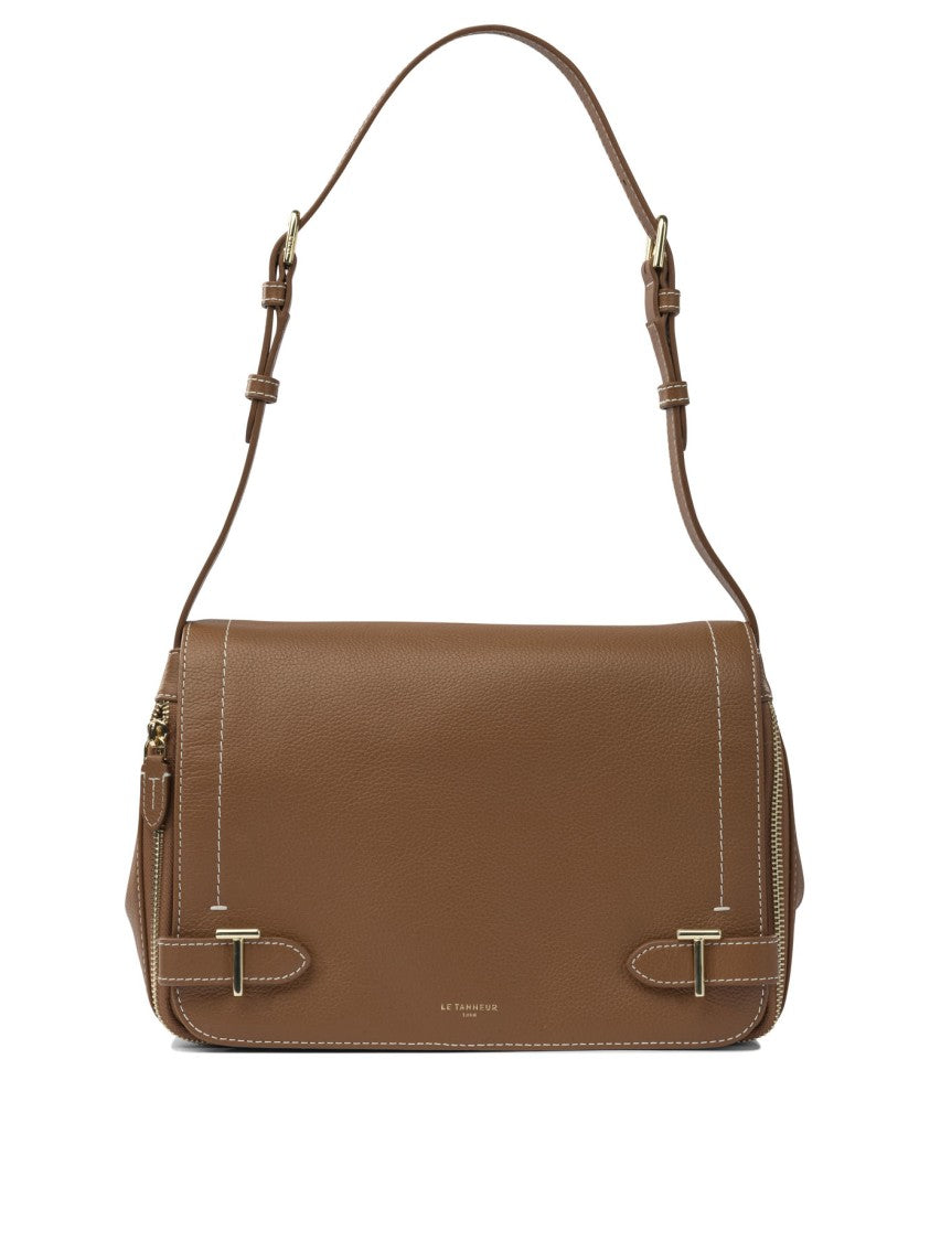 Le Tanneur Textured Leather Crossbody Bag With Flap Closure