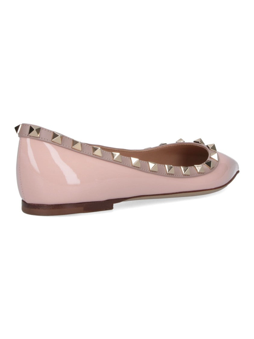 Valentino Garavani Pointed Toe Flats With Metallic Pyramid Studs