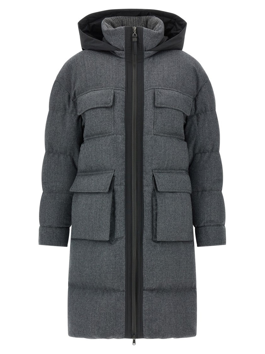 Brunello Cucinelli 'Shiny Zipper Pull' Long Down Jacket