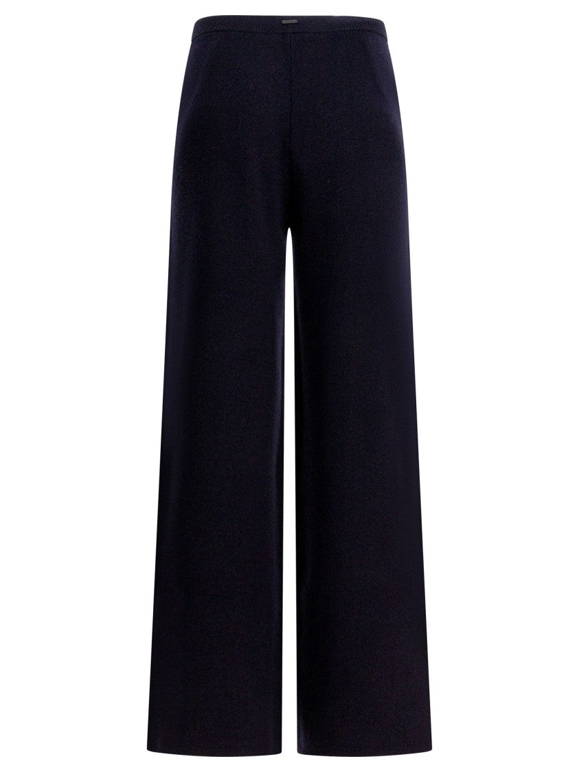 Max Mara Wide-Leg Wool-Cashmere Trousers With High Elastic Waistband