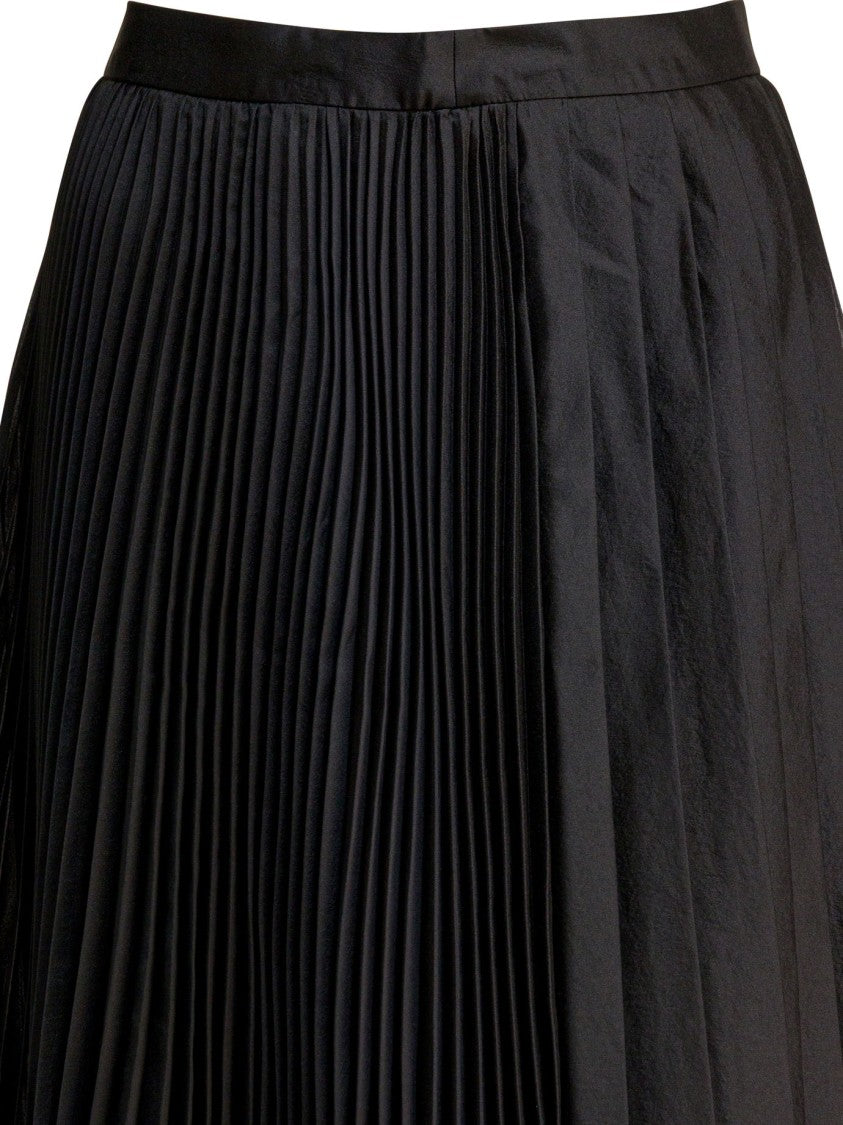 Sandbeige Dynamic Contrast Pleated Midi Skirt