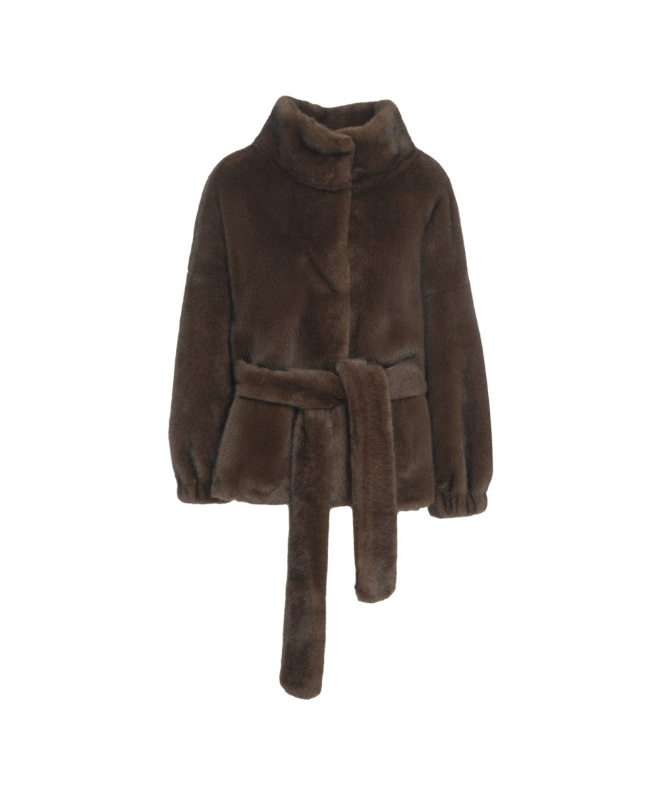 Bully Faux Fur Jacket With Belt At The Waist