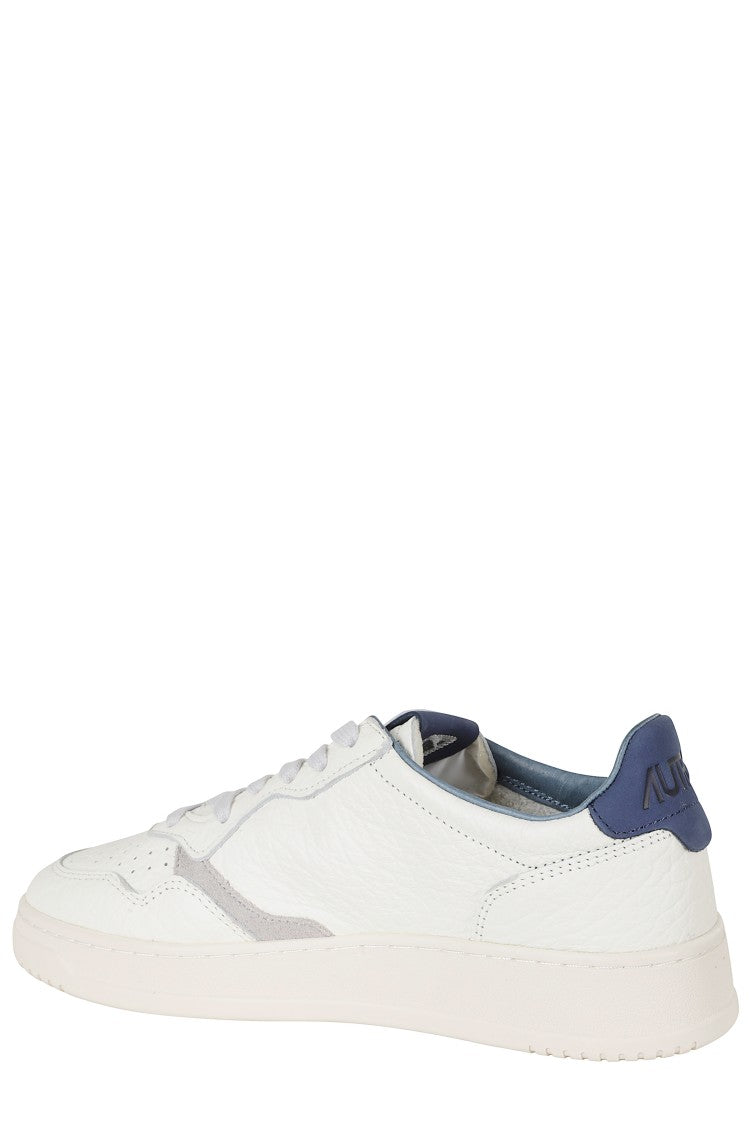Autry Cream Blue Medalist Low Leather Sneakers