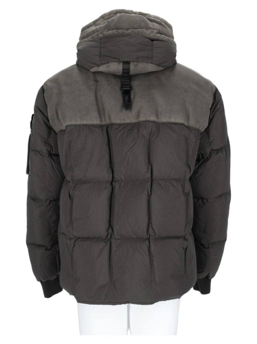 Stone Island Grey Quilted Hooded Buckle Jacket