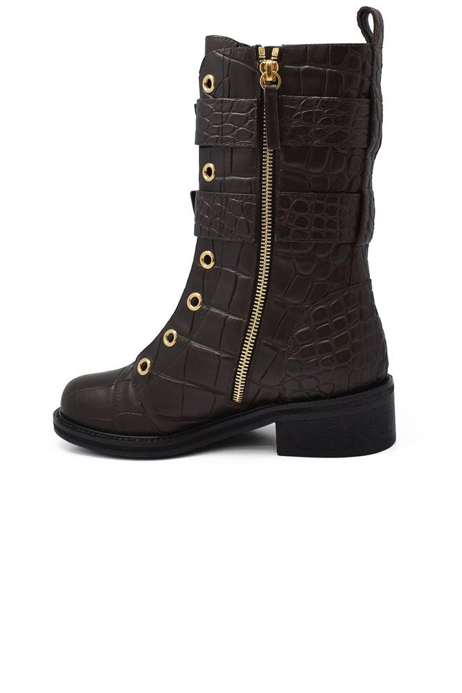 Giuseppe Zanotti Textured Crocodile Pattern Leather Boots