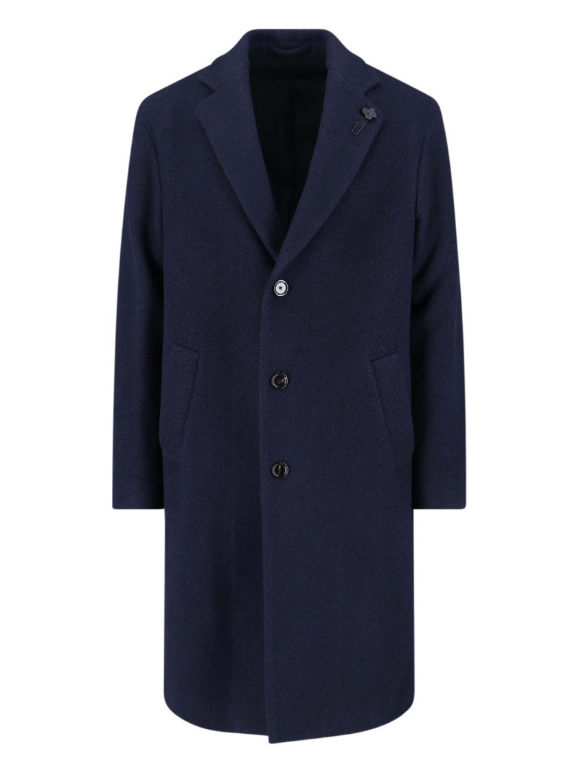 Lardini Single-Breasted Coat – Navy