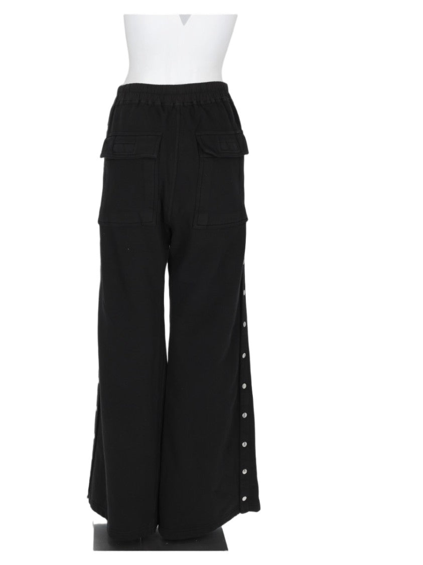 Drkshdw By Rick Owens Black Wide-Leg Snap Button Formal Pants