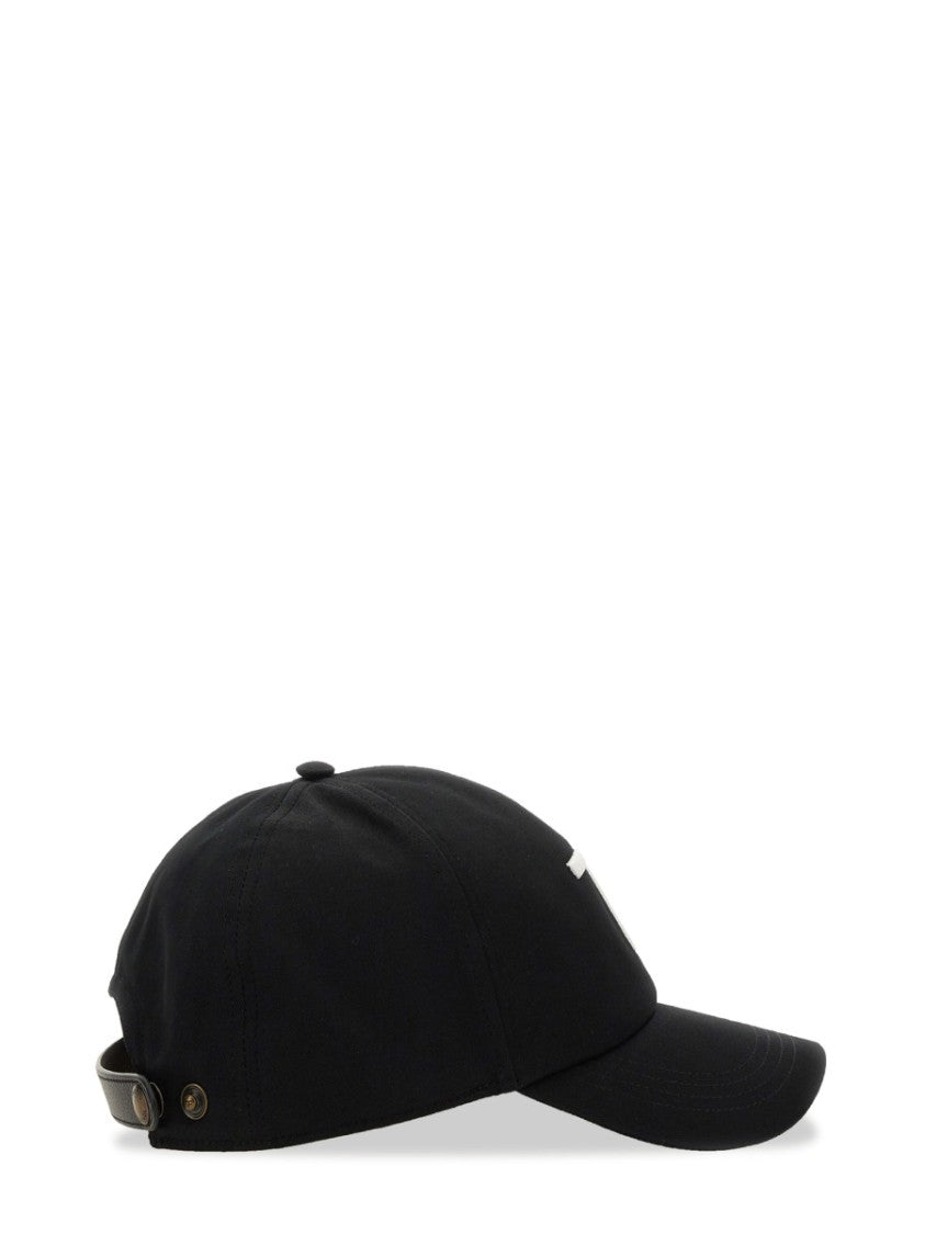 Tom Ford Black Cotton And Calf Leather Baseball Hat