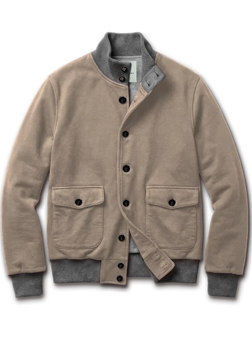 Blusonary Boxy Beige Blouson With Contrasting Grey Trim
