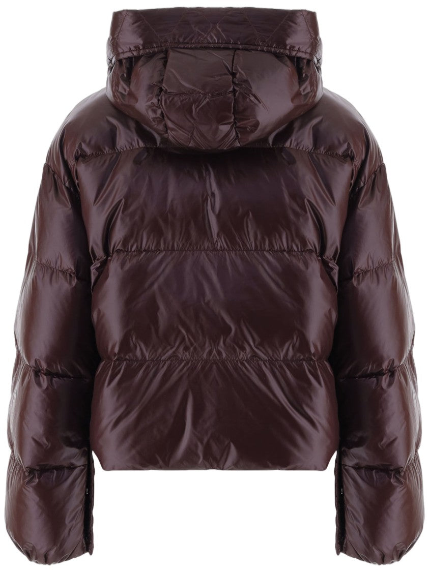 Pinko Bordeaux Technical Fabric Hooded Down Jacket