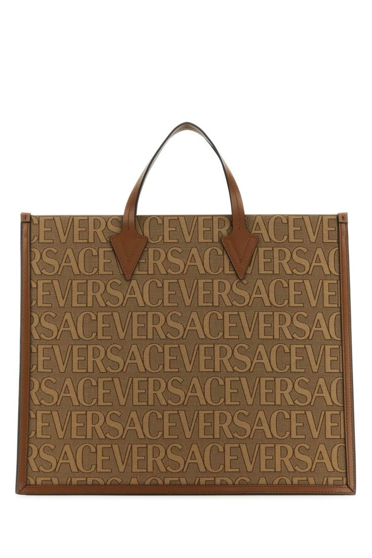 Versace Embroidered Canvas Versace Allover Shopping Bag