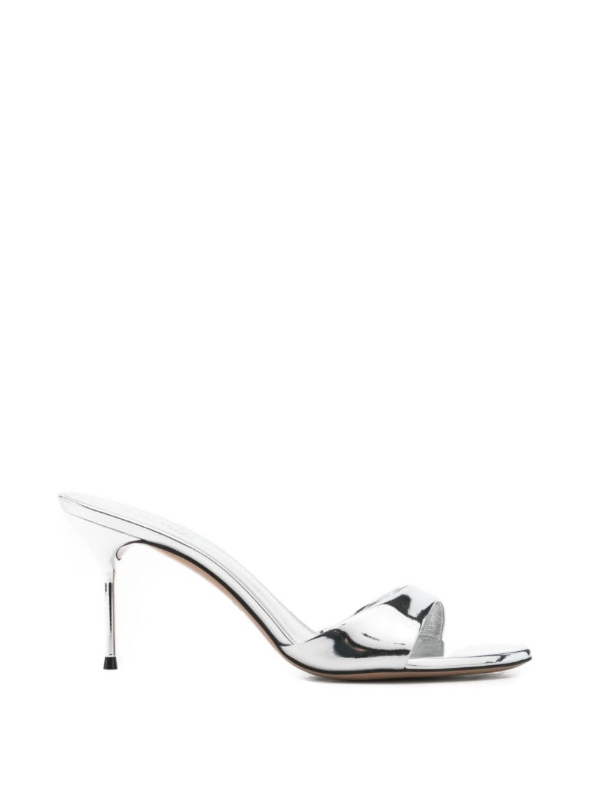 Paris Texas Metallic Silver-Tone Stiletto Heel Open Toe Sandals