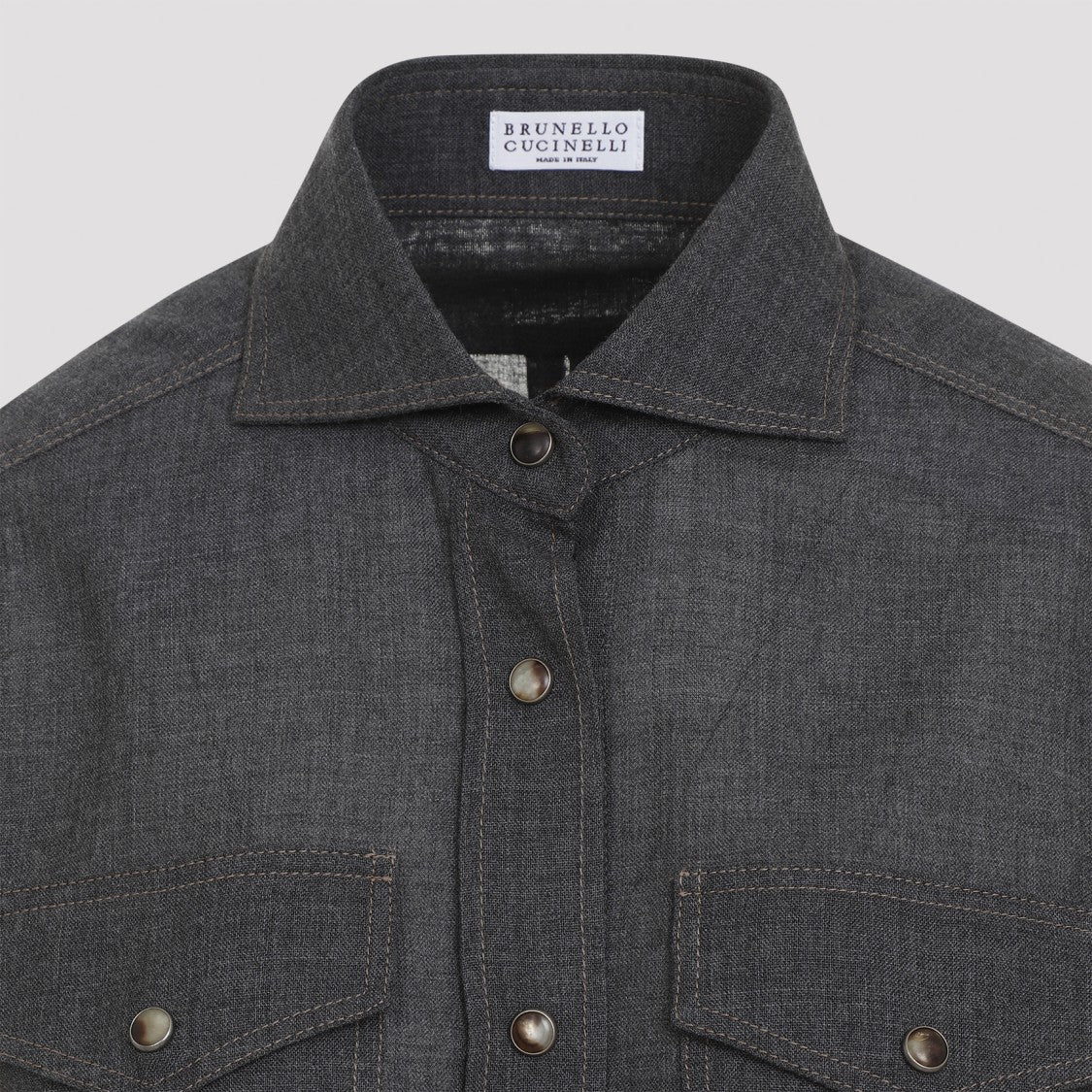 Brunello Cucinelli Dark Grey Virgin Wool Shirt