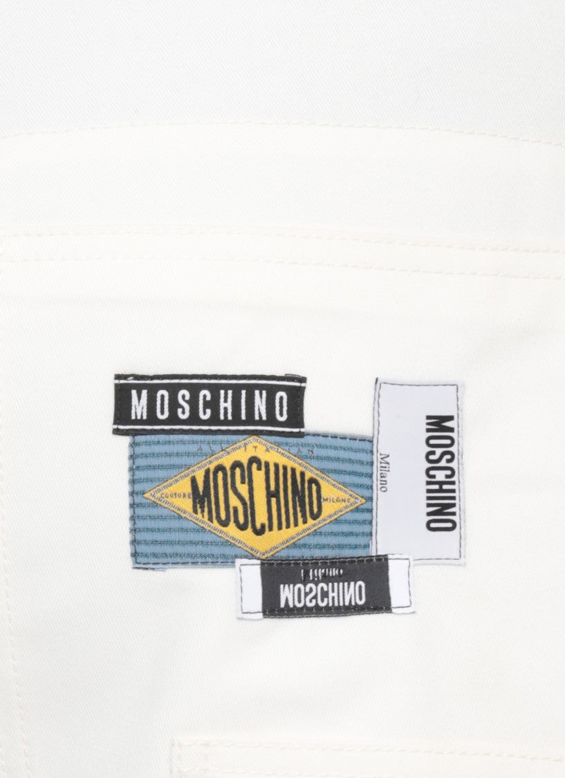 Moschino White Contrast Logo Patches Straight-Leg Jeans