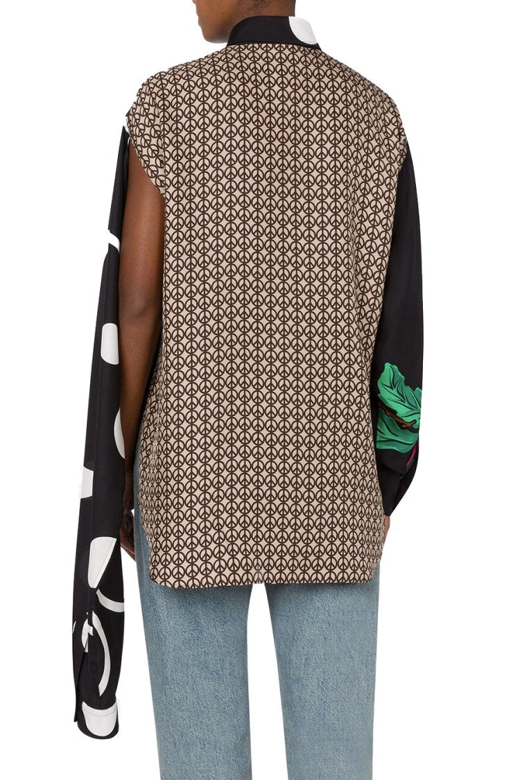 Moschino Multicolor Silk Shirt With Asymmetrical Long Sleeve