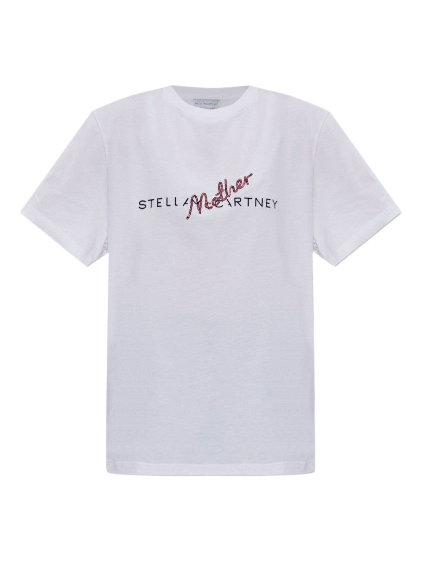 Stella Mccartney Crew Neck T-Shirt With Logo Print And Sequin Detail