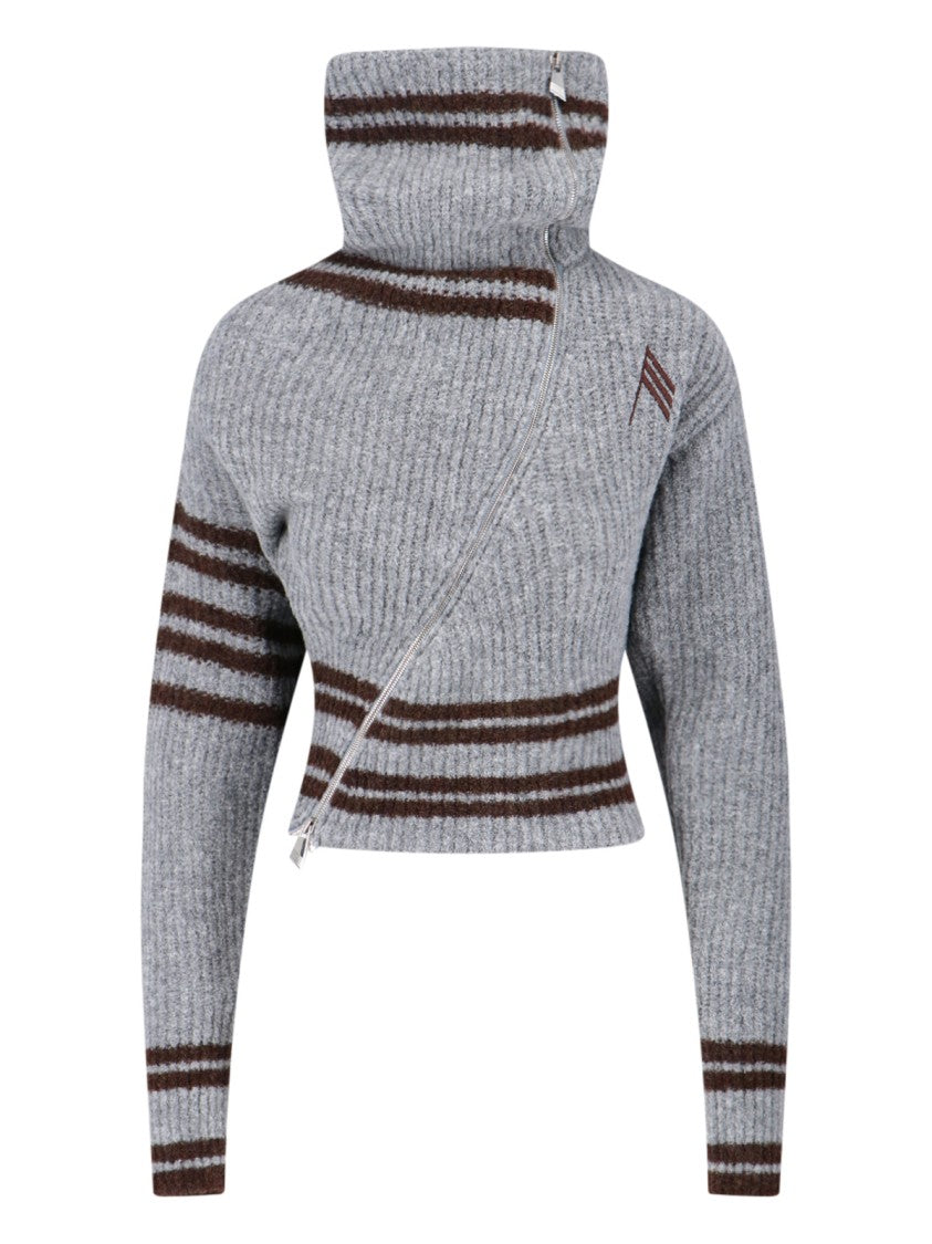 The Attico Cropped Sweater With Zipper
