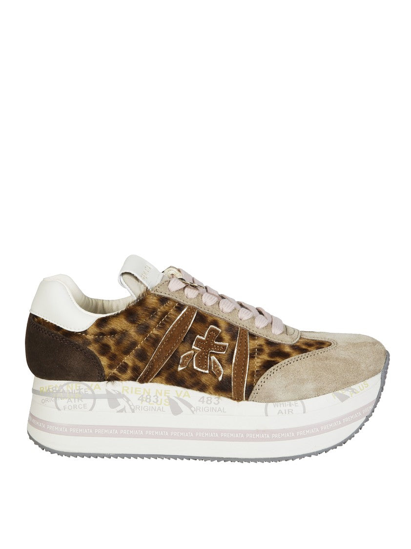 Premiata Leopard Print Platform Sneakers