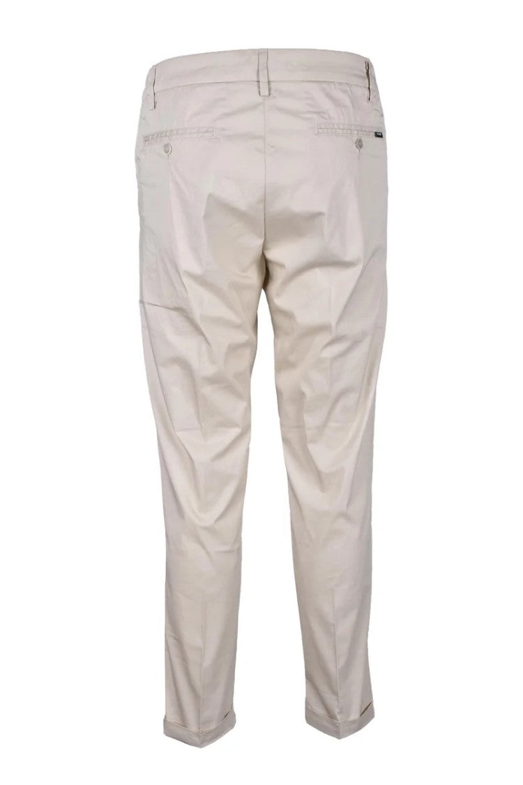 Re-Hash Beige Slim Fit Trousers With Classic Waistband And Functional Pockets