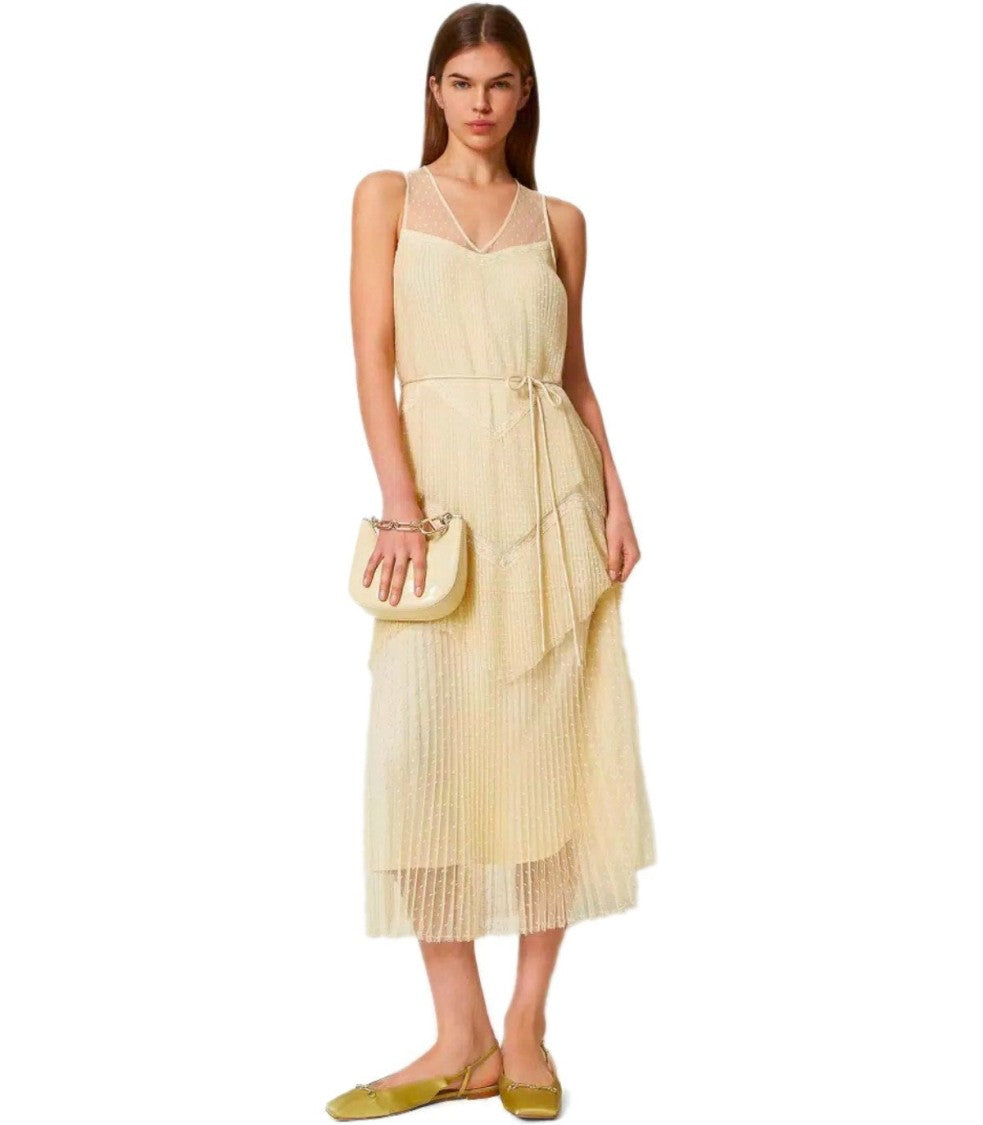 Twin-Set Vanilla Long Pleated Dress