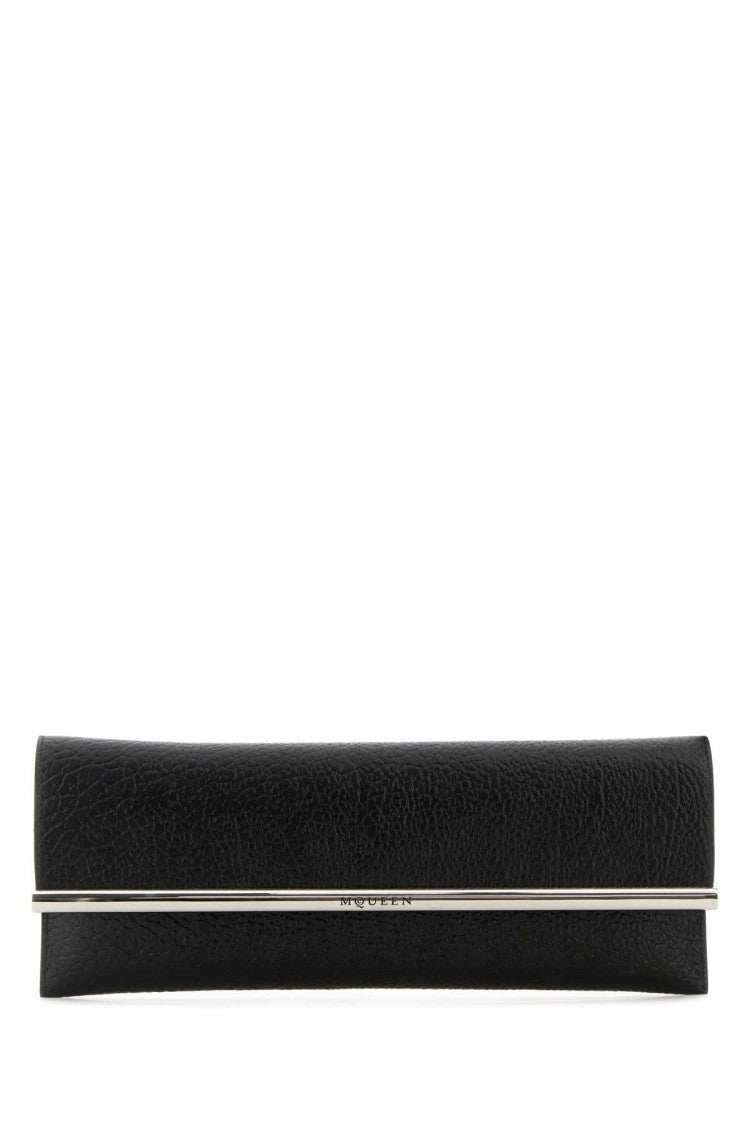 Alexander Mcqueen Black Leather Cross B-Long Clutch