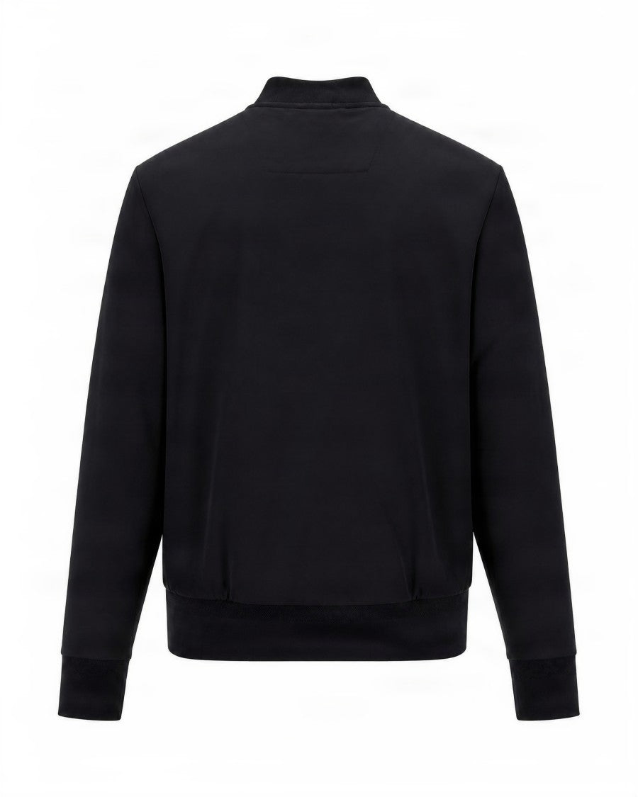 Boss Black Stand-Up Collar Zip-Up Cotton-Blend Bomber Jacket