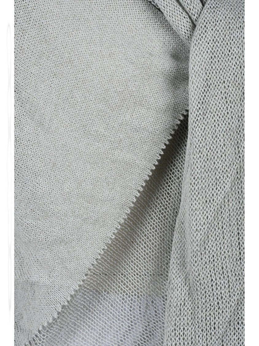 Yohji Yamamoto Light Grey Relaxed Fit Open Rayon-Blend Cardigan