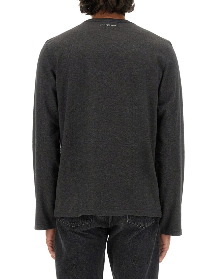 Courrèges Logo-Embellished Grey Regular Fit T-Shirt