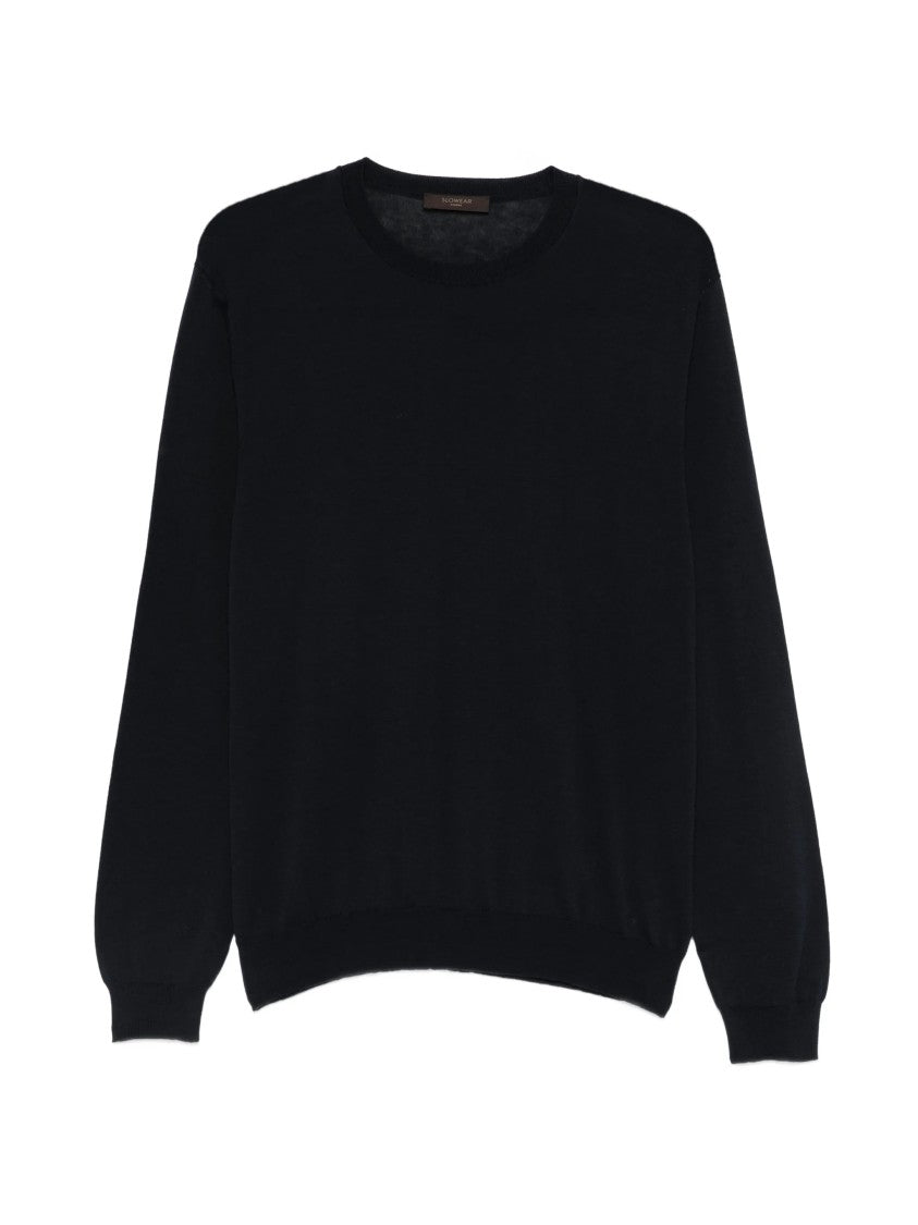 Zanone Black Fine-Knit Crew Neck Wool Pullover