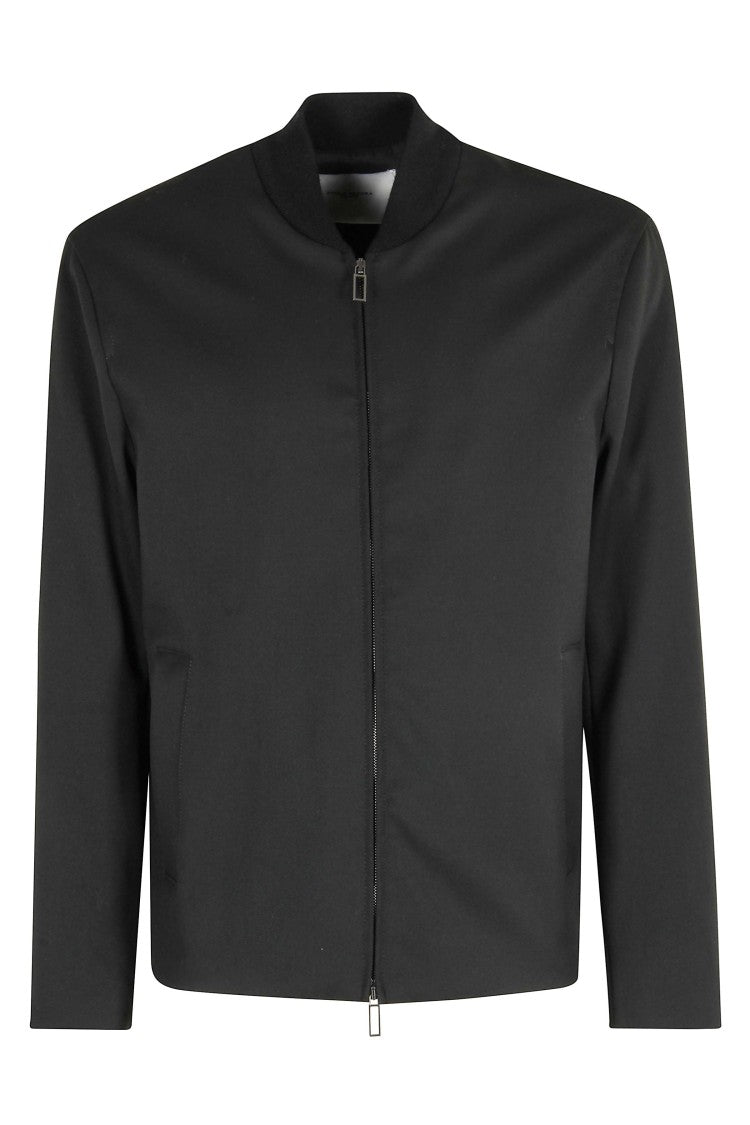 Paolo Pecora Cropped Techno Wool Jacket With Ribbed Collar